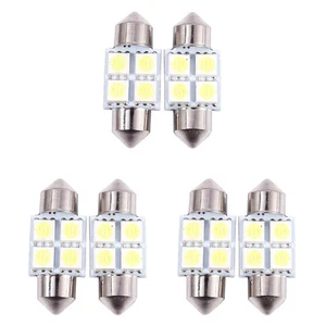 DC 12V 31mm 4 5050 SMD Car Interior Dome Festoon LED Light White 6 Pcs J6F58753 - Picture 1 of 8