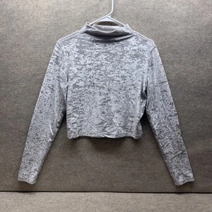 Lululemon Warm Down Crew Crushed Velvet Chrome Silver Long Sleeve Crewneck Small - Picture 1 of 7