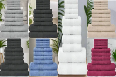 BRIT DIAMOND Luxury Cotton Towel Bale Set 10 Piece 500GSM Face Hand Bath Hotel Quality