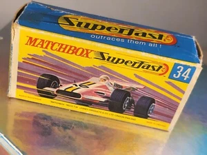 Matchbox Superfast N.34 1970's FORMULA 1 RACING CAR ORIGINAL BOX ONLY! nice. - Foto 1 di 10