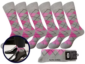 1-3-6 Dress Socks PINK GRAY Argyle Socks Cotton Size 10-13 PREMIUM QUALITY - Picture 1 of 11