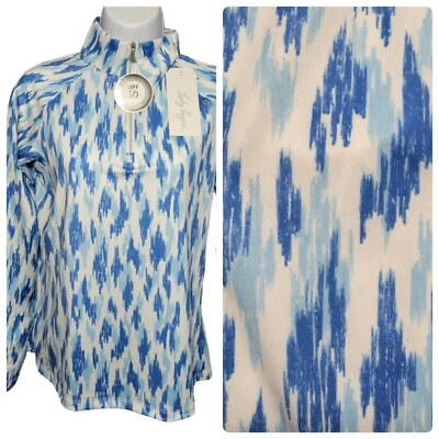 Lady Hagen 高尔夫套衫 1/4 拉链长袖衬衫女式 XS 码 UPF 50 蓝色全新 — 第 1/4 张图片