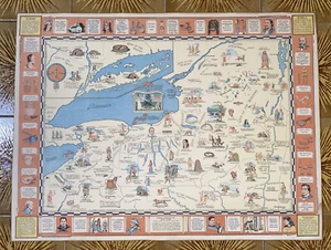 1935 Indian Episodes of New York State Pictorial Map - Picture 1 of 14