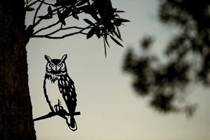 Metal Great Horned Owl Silhouette Metalbird Tree Art - Made in the USA - Picture 1 of 1