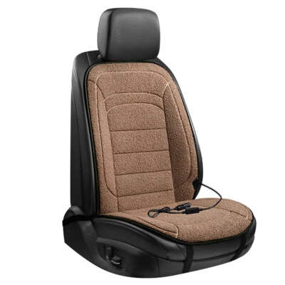 Car Heated Seat Cushion Lamb Wool Driver Seat Cover Warmer Heating Pad Winter - Image 1 of 4
