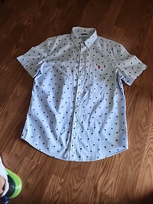 U.S. Polo Assn Short-sleeved Collar Button-up Palm Tree Design Shirt Med - Image 1 of 4