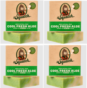 Dr. Squatch Men's Soap Cool Fresh Aloe (4 Bars) Best Seller 30% FREE SHIPPING