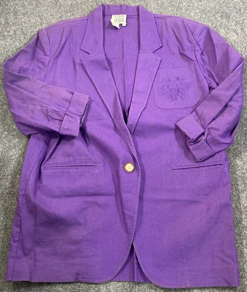 York & Harbor Blazer Womens Medium Purple Long Sleeve Button Career Pockets - Image 1 of 4
