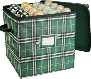 Green Ornament Christmas Storage Box With Dividers 64 Compartment Xmas Baubles - Picture 1 of 8