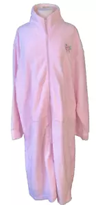 Body Touch Terry Fleece Long-Sleeve Full Zip Pink Rose Bath Robe Size 2X - Picture 1 of 11