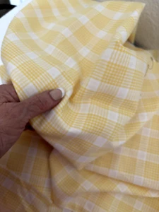 Vtg 1 1/3 Yd 44WX50L Yellow White Plaid FABRIC Cotton Quilting Large Gingham - Picture 1 of 6