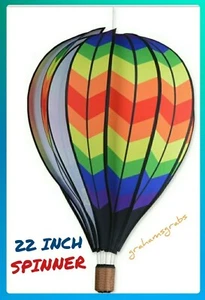 Premier Kites 22" HOT AIR BALLOON DOUBLE CHEVRON RAINBOW WIND SPINNER GARDEN YAR - Picture 1 of 3