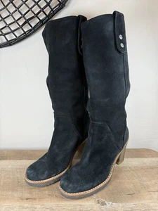 Bottes à talons UGG Australia Josie noires à enfiler/pliables en daim 3214 pour femme pointure 7,5 - Photo 1/8