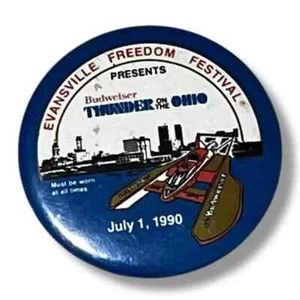 Evansville Freedom Festival Thunder on the Ohio 1990 Vintage Pinback Button A98 - Bild 1 von 3