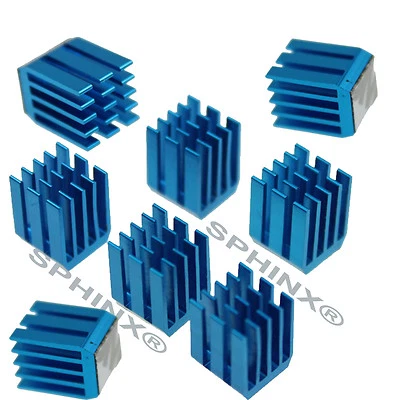 Lot 8 pcs 9x9x12mm adhesive Aluminum blue HeatSink For Memory GPU Chip IC Ram - Image 1 of 3
