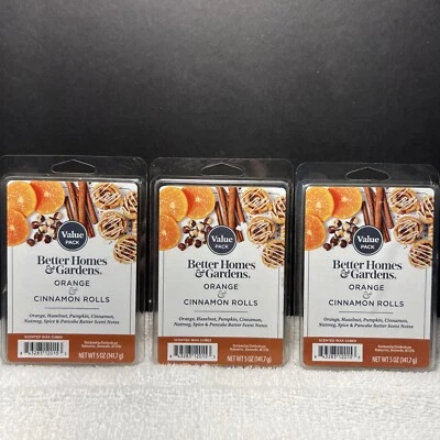 3 Better Homes & Gardens Wax Cubes: ORANGE CINNAMON ROLLS 5.0oz Value Packs - Image 1 of 2