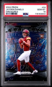 2024 Prizm Fireworks Jayden Daniels #24 PSA 10 - Picture 1 of 2