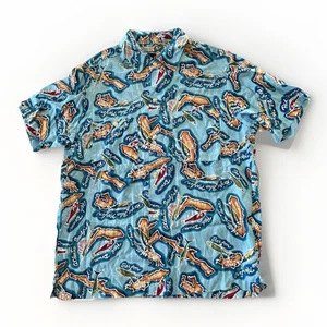 Vintage Guess Hawaiian Shirt Men’s Small Tarpons Swordfish Red Drum Florida Baja - Picture 1 of 7