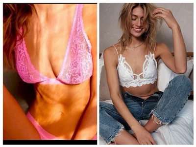 Juego de bralette Free People Intimately FP Adella & Reya para mujer talla S rosa blanco Foto 1 de 4