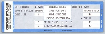 1988 NBA Playoffs Basketball Full Ticket -  Michael Jordan scores 50 points - Image 1 of 3