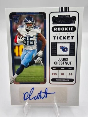 2022 Panini Contenders Rookie Ticket Julius Chestnut Autograph Tennessee Titans - Image 1 of 2