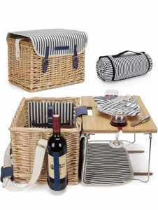 HappyPicnic Deluxe Cesta de Picnic para 2 Juego de Picnic de Mimbre con Mesa Plegable NUEVO - Imagen 1 de 6