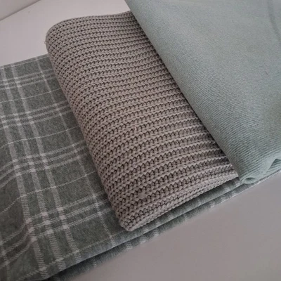 Öko-Tex Jacquard-Jersey kariert , RIP-Jersey uni, Strickstoff  mint 50 x 140/150 - Bild 1 von 2