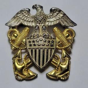 VTG WWII US Navy Eagle Shield Anchors 1/20 10KGF Sterling Silver BALFOUR Pin ~8g - Picture 1 of 7