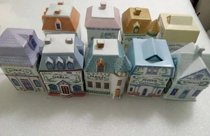 The Lenox Spice Village Assorted Spice Jar Porcelain Set 9pcs 1989 Pristine - Picture 1 of 6