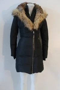 Womens Mackage Lavish Trish Black Fur Hood Trim Zip Duck Down Puffer Coat XS - Picture 1 of 12