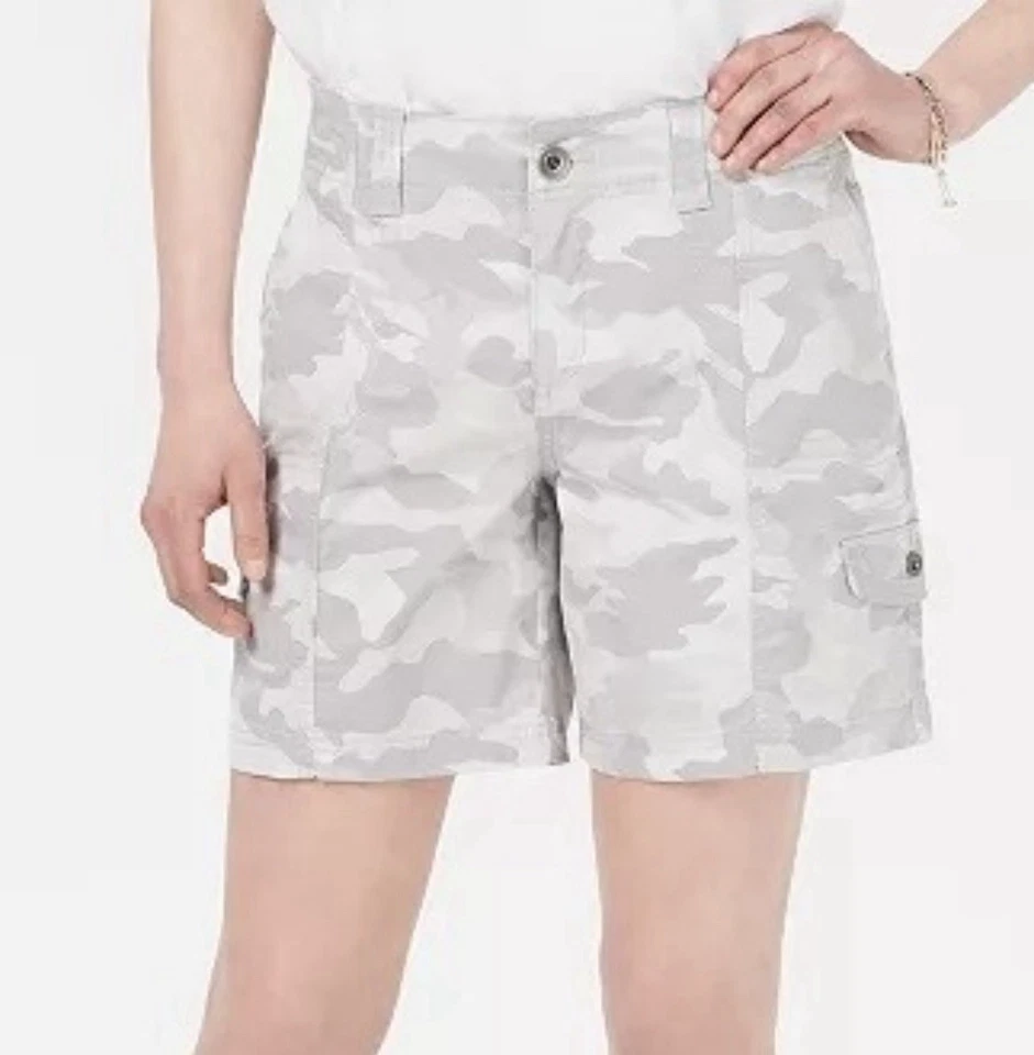 Pantalones Cortos Carga Para Mujer Style & Co Camuflados Talla 12 Gris Bolsillos con Cremallera Tiro Alto Nuevos con Etiquetas Foto 1 de 4