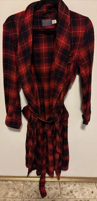 Pendleton Vintage 70s-80s Merino Wool Red Tartan Plaid Mens Robe Medium - Image 1 of 4