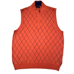 Maglione Brooks Brothers XL gilet corallo Argyle 1/4 zip finto collo cotone nuovo con etichette - Foto 1 di 8