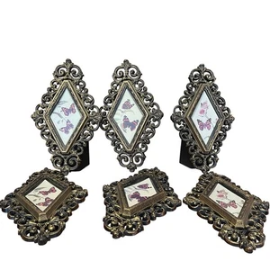 Juego de 6 placas colgantes de pared Burwood diamante mariposa patrón floral vintage MCM - Imagen 1 de 11