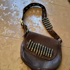 Vintage Leather Ammo Shoulder Bag Bullets Bag Holder 10”x9” - Picture 1 of 12