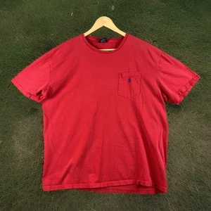 Camiseta Polo Ralph Lauren Para Hombre L Roja Vintage Bolsillo Hecha en EE. UU. Puntada Única - Imagen 1 de 7