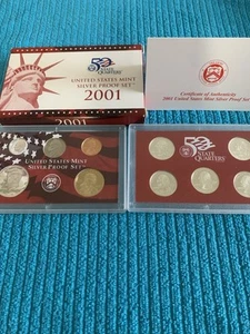 2001 SILVER 10 COIN PROOF SET W/OGP + COA. ALL ORIGINAL FROM US MINT GEM ๐! - Picture 1 of 8