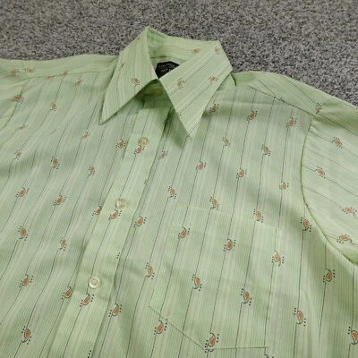 VTG JC Penney Shirt Mens M 15.5 Green Paisley Button Up Western Rodeo Cowboy 70s - Image 1 of 4