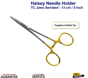 SOPORTE AGUJA HALSEY 13 CM PINZAS QUIRÚRGICAS DENTALES INSTRUMENTO CARBURO DE TUNGSTENO - Imagen 1 de 3