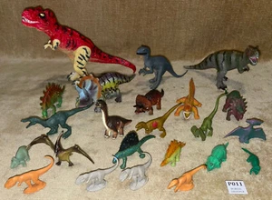 COLLECTION LOT 23x PLASTIC & RUBBER DINOSAURS VARIOUS SIZES MATTEL FUNRISE AAA - Picture 1 of 8
