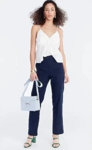 JCrew Kate Linen Stretch Straight-Leg High-Rise Pant Navy Blue BF409 4T 4 Tall - Bild 1 von 6