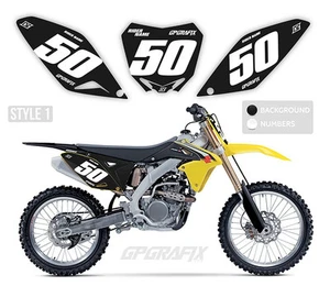 SUZUKI MOTOCROSS BACKGROUNDS NUMBER BOARDS MX GRAPHICS RM RMZ 65 85 125 250 450 - Picture 1 of 3