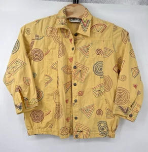 VTG Tantrums Embroidered Floral Boho Hippie  yellow  Jacket Pockets Size 1X  Min - Picture 1 of 11