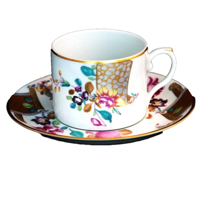 LOWESTOFT ROSE by Mottahedeh Tea Cup & Saucer NEW NEVER USED made Portugal - Image 1 of 4