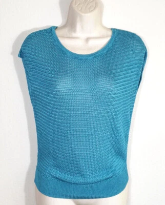 White House Black Market Women Size XS Teal Dolman Sweater Thin Open Knit Rayon - Image 1 of 4