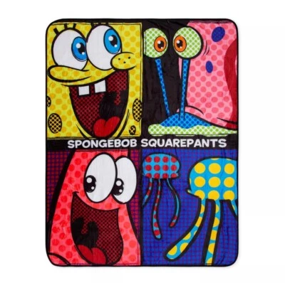 Nickelodeon SpongeBob SquarePants Character Grid Fleece Throw Blanket | 45 x 60” - Imagem 1 de 4