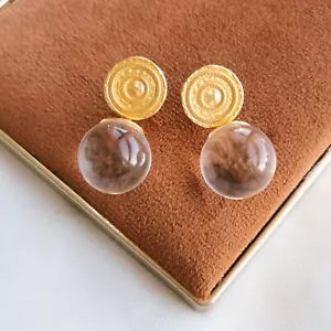 Julie Vos Gold Madison Clear Stud Earrings - Picture 1 of 4