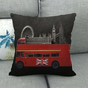 18" Union Jack British Flag Pillow Case London Bus Telephone Booth Cushion Cover - Picture 1 of 66