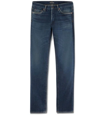 Jeans ajustados de mezclilla con ribete vintage elásticos Tom Ford para hombre Foto 1 de 2
