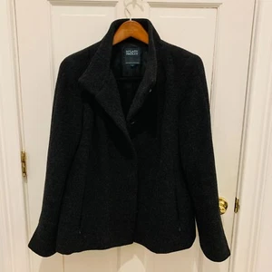 Hilary Radley 12 M/L Black Alpaca Wool Coat Jacket Made In Peru - Picture 1 of 24